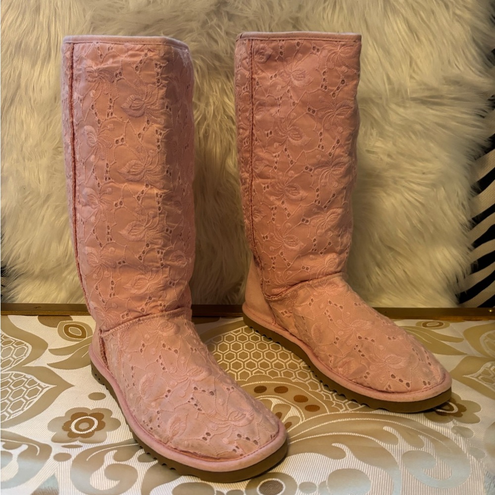 UGG Pink Lace Over-the-Knee Boots
